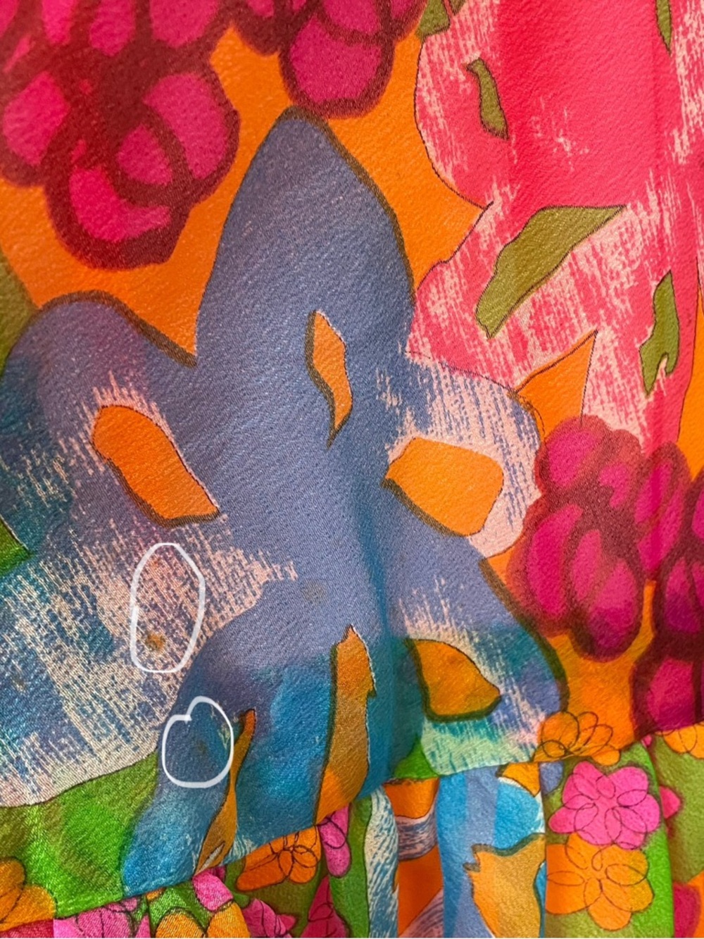 Vintage 60s flower power psychedelic A-Line sweep dress size S/M chiffon halter - Picture 11 of 16